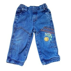 Vintage 90’s Winnie the Pooh Denim Pants Cotton 18 Months Distressed
